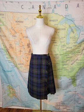 Byasufly Scottish Export Kilt Navy Plaid Tartan With Leather Straps